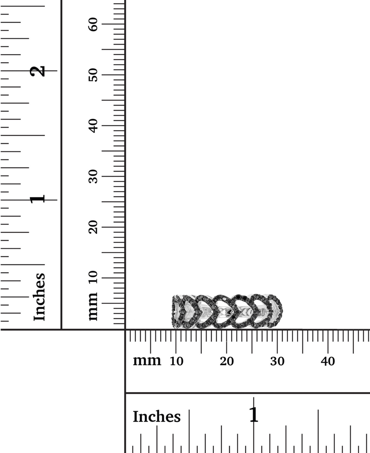 Spinel Multi-Heart Ring (5/8 ct. t.w.) in Sterling Silver & Rhodium-Plate - Black