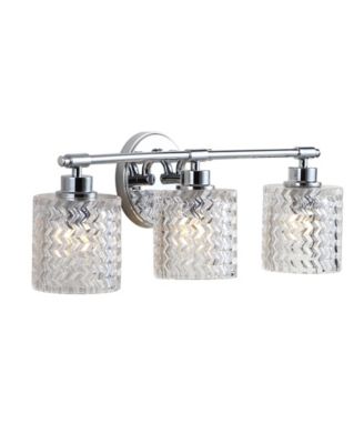 Spaulding Vintage-like 3-Light Pattern Glass Farmhouse Cottage LED Vanity Light