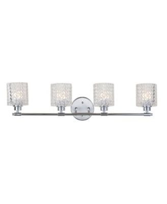 Spaulding Vintage-like 4-Light Pattern Glass Farmhouse Cottage LED Vanity Light