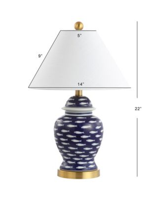 School Of Fish 22" Ginger Jar Ceramic, Led Table Lamp