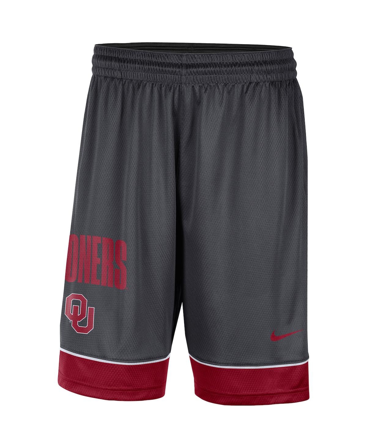 Nike Men's Charcoal, Crimson Oklahoma Sooners Fast Break Performance Shorts In Charcoal,crimson
