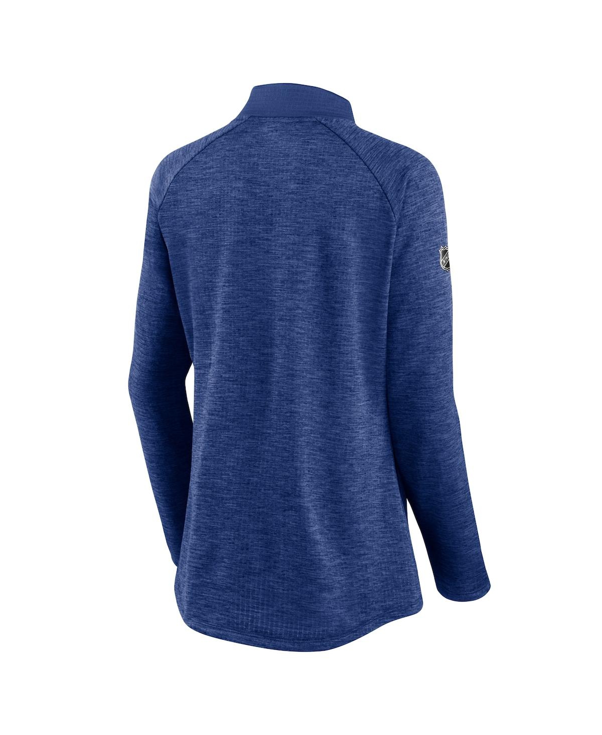 Fanatics Women's Blue And Heathered Blue Tampa Bay Lightning Logo Authentic Pro Travel And Training Raglan Qu In Blue,heathered Blue