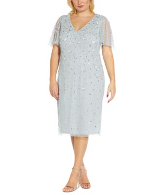 Adrianna Papell - Plus Size Beaded Sequined Dress