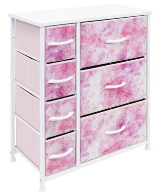 Dresser with 7 Drawers - Storage Chest Organizer with Steel Frame, Wood Top, Handles, Fabric Bins