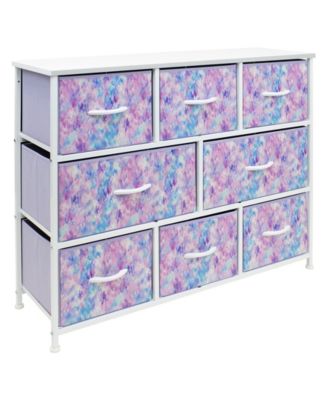 8 Drawers Wide Dresser - Organizer Unit with Steel Frame Wood Top and handle, Fabric Bins - Amazing for household decluttering