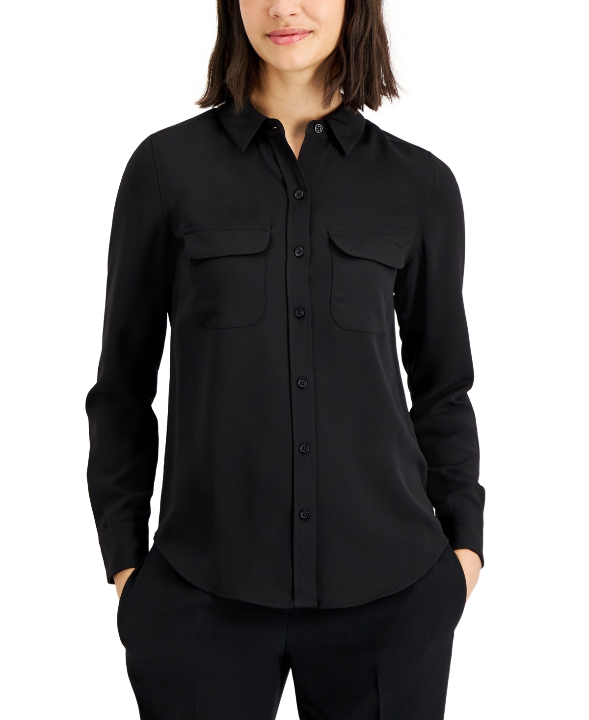ALFANI WOMEN'S BUTTON-FRONT SHIRT, CREATED FOR MACY'S