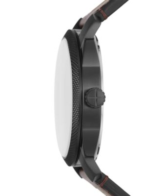 Men's Machine Brown Leather Strap Watch 42mm