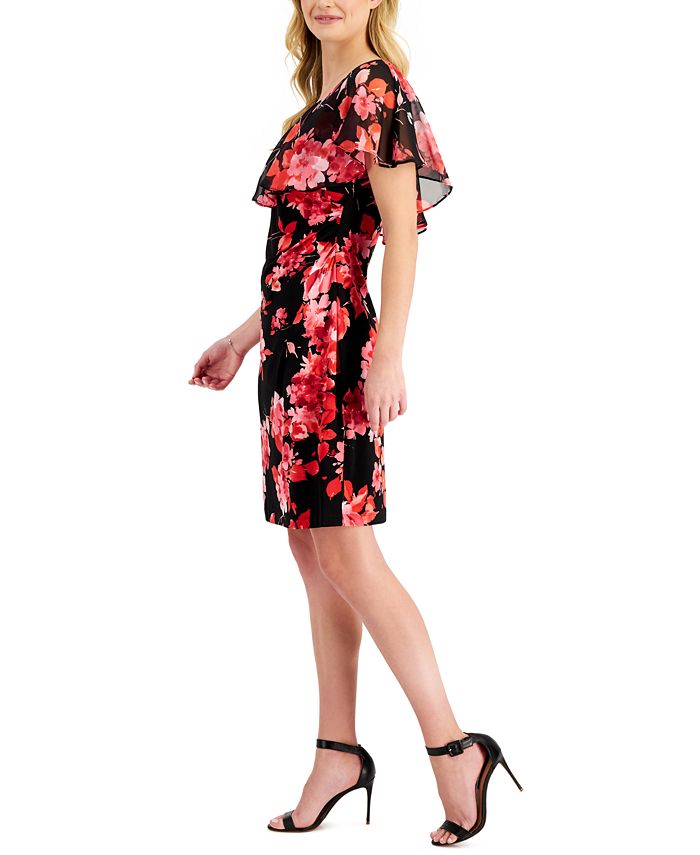 Connected FloralPrint ChiffonOverlay Dress Macy's
