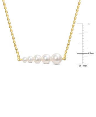 Cultured Freshwater Pearl (3 - 7-1/2mm) Graduated Bar 18" Pendant Necklace in 18k Gold-Plated Sterling Silver