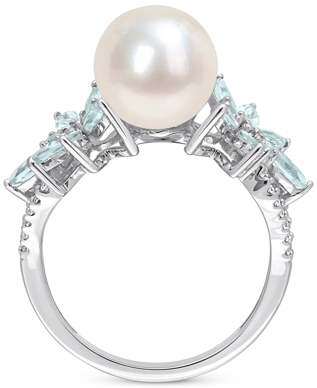 Cultured Freshwater Pearl (9mm), Sapphire (1-5/8 ct. t.w.) & Diamond (1/8 ct. t.w.) in 14k White Gold (Also  - Aquamarine