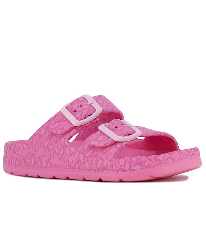 Little Girls Double Buckle Flat Slide Sandals
