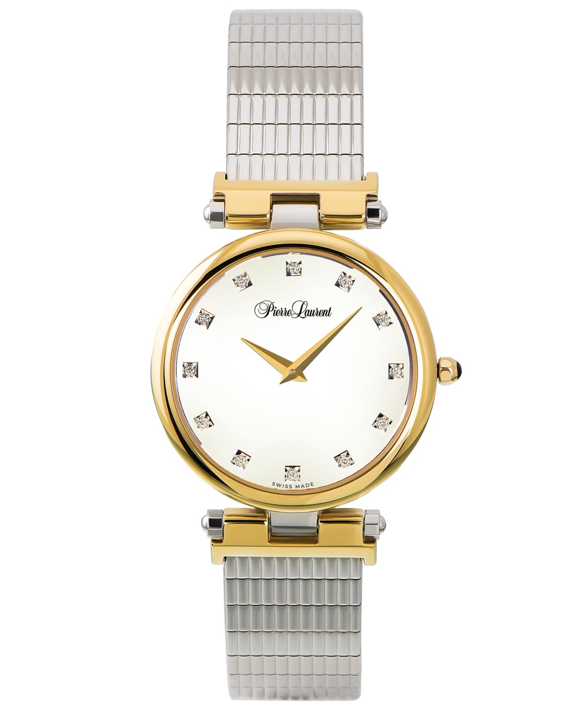 Pierre Laurent Women's Swiss Classic Diamond (1/8 Ct. T.w.) Stainless Steel Bracelet Watch 24mm In Stainless Steel   Kt Gold Plate