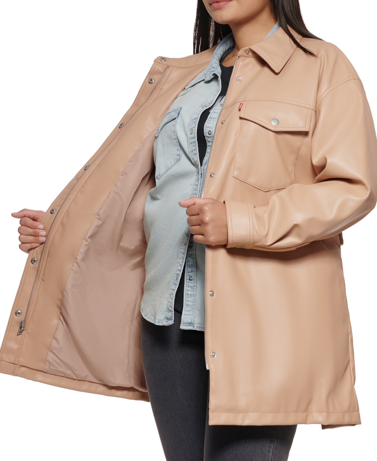 Levi's Trendy Plus Size Belted Jacket In Biscotti