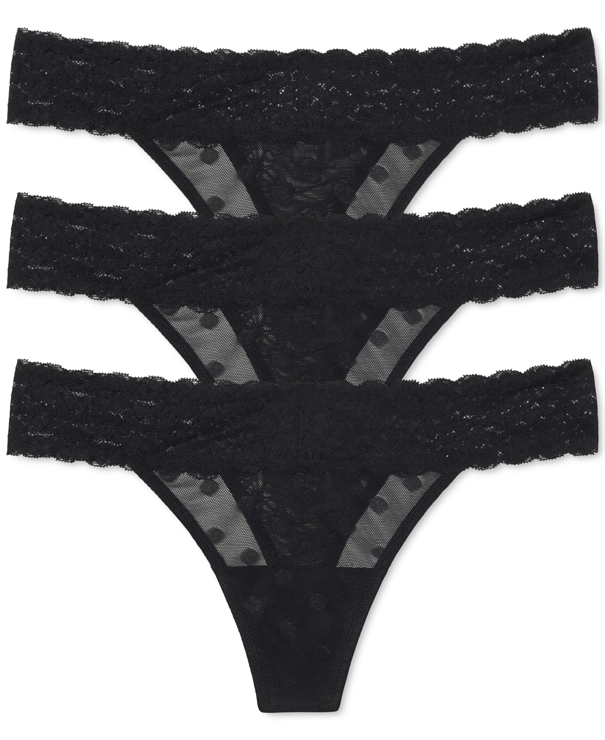 Women's Dare Dot Mesh Lace Panty 3 Pack - Black