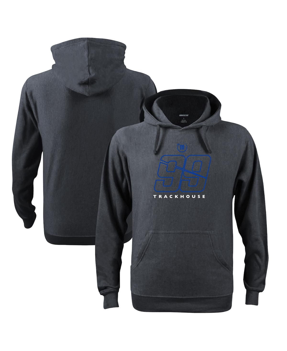 Men's Checkered Flag Heathered Charcoal Trackhouse Racing Graphic Pullover Hoodie - Heathered Charcoal