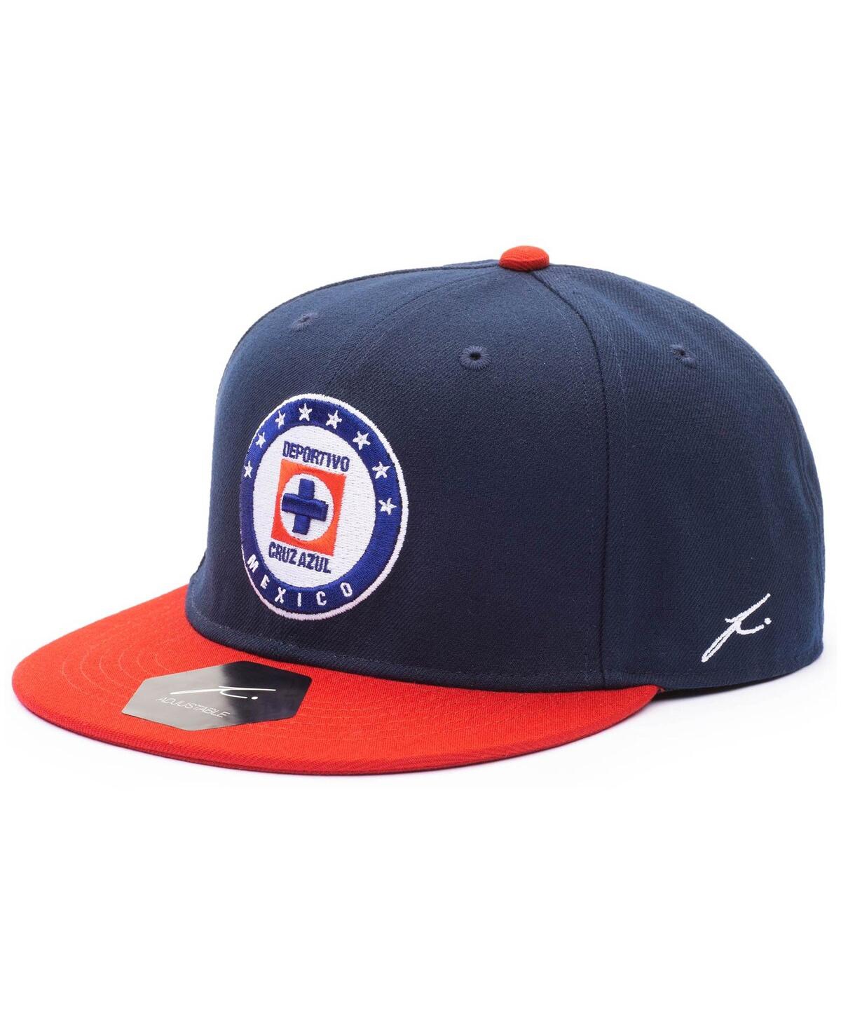 Shop Fan Ink Men's Navy And Red Cruz Azul Team Snapback Adjustable Hat In Navy,red