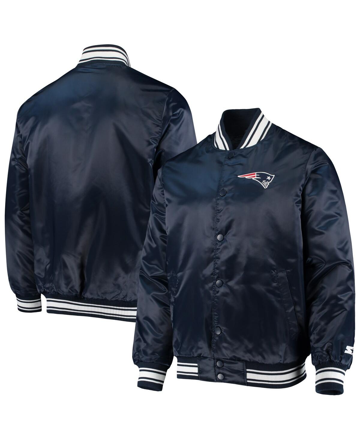 Men's StarterNew England Patriots Locker Room Satin Varsity Full-Snap Jacket - Navy