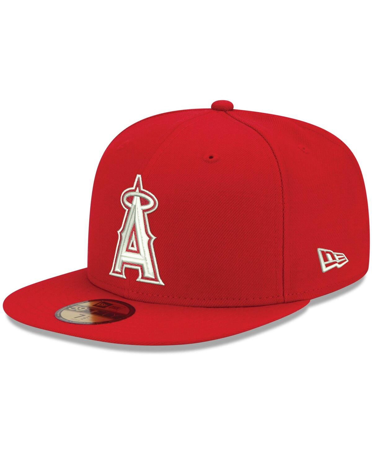Men's New EraLos Angeles Angels Logo White 59FIFTY Fitted Hat - Red