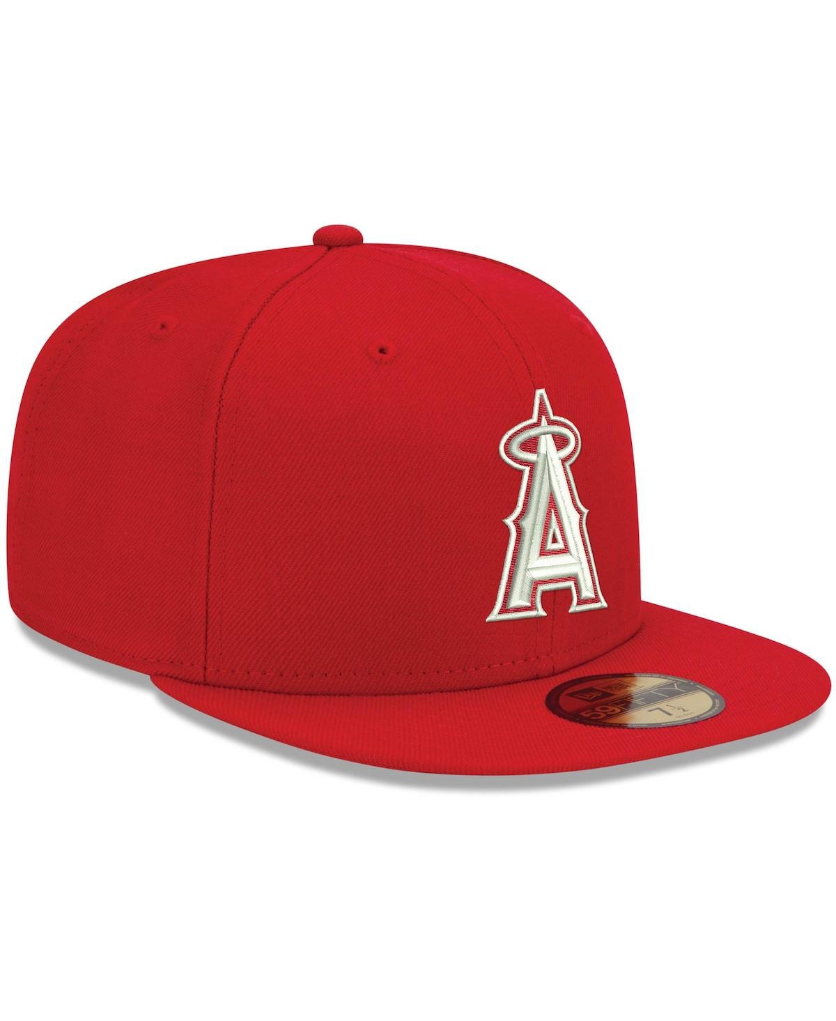Men's New EraLos Angeles Angels Logo White 59FIFTY Fitted Hat - Red