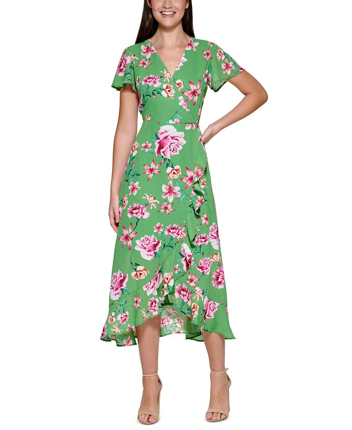 kensie Floral Print Faux Wrap Dress Macy s