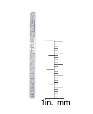 Diamond Accent Large Thin Hoop Earrings in Silver Plate or Rose Gold Plate