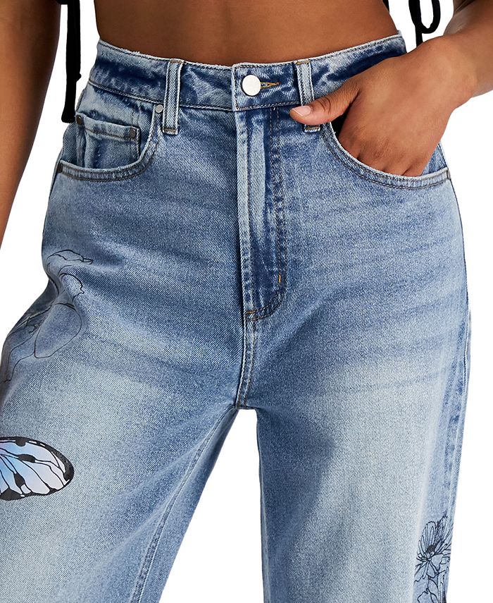 Tinseltown Juniors' Graphic Ripped WideLeg Jeans Macy's