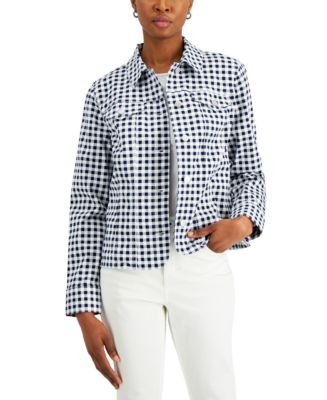 Charter Club Savoy Gingham Denim Jacket, Created for Macy's
