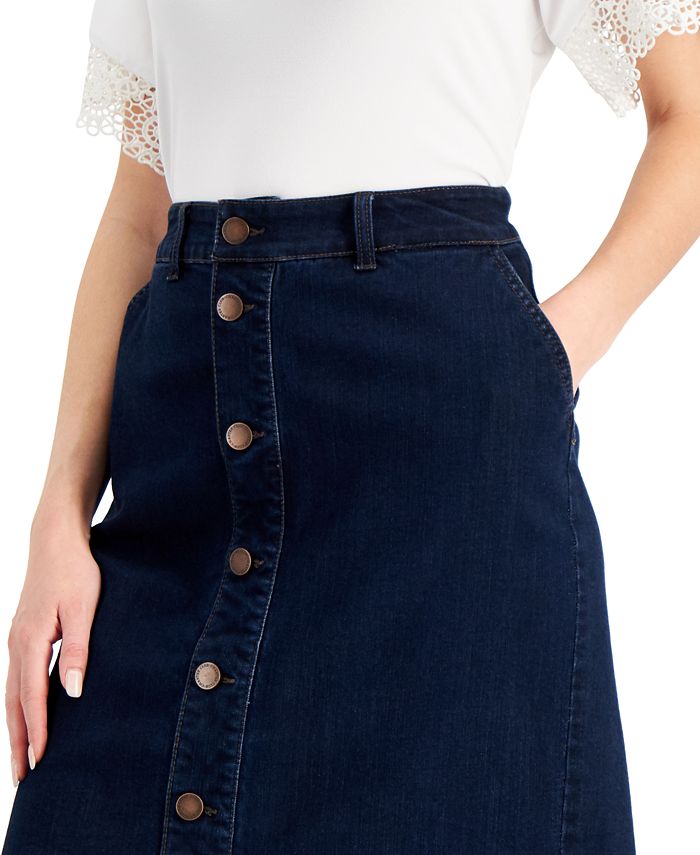 Charter Club Women's Button Denim Skirt, Created for Macy's - Macy's