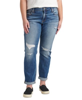 Boyfriend Mid Rise Slim Leg Jeans 