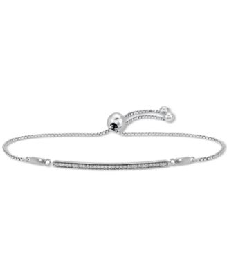 Macy's - Diamond Bar Bolo Bracelet (1/6 ct. t.w.) in Sterling Silver