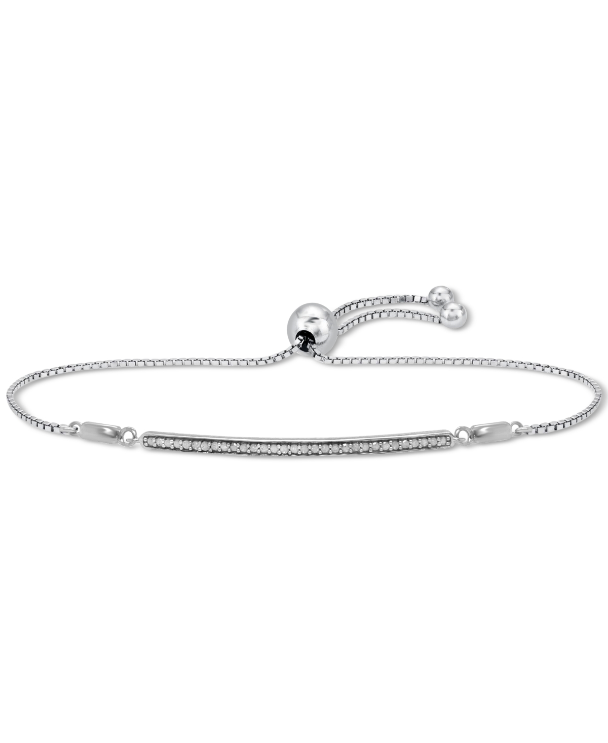 Diamond Bar Bolo Bracelet (1/6 ct. t.w.) in Sterling Silver - Sterling Silver