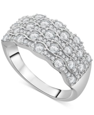 Macy's Diamond Wavy Multirow Statement Band Ring (1 Ct. T.w.) In 14k White Gold - Macy's