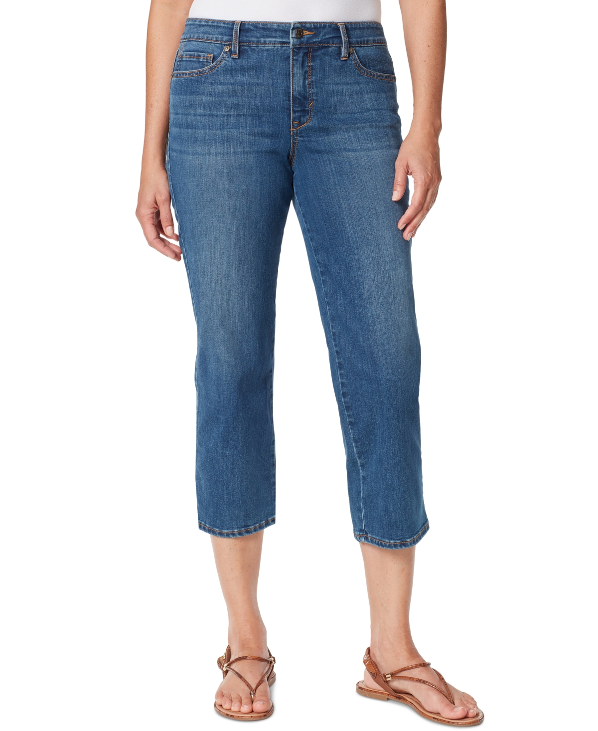 Gloria Vanderbilt Straight-fit Cropped Jeans In Bend W Whiskers