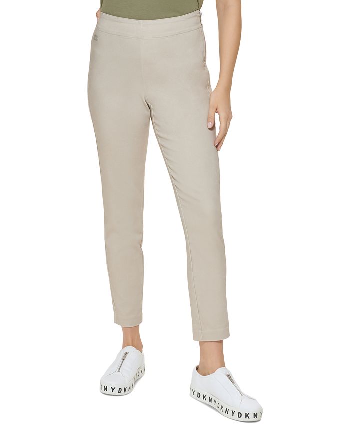 Alfani women's white dress pants zip wide waist band 6 cotton rayon spandex