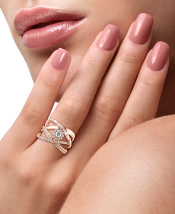 EFFY Collection - Diamond Openwork Crossover Statement Ring (7/8 ct. t.w.) in 14k Rose Gold