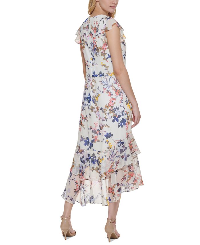 Tommy Hilfiger Floral-Print Ruffled Midi Dress - Macy's