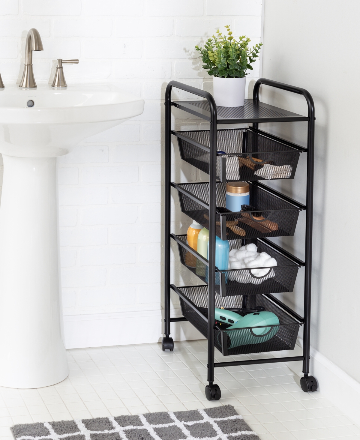 Honey Can Do 4-drawer Rolling Cart In Black