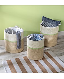 Small Nesting Paper Straw Baskets with Handles, Set of 3