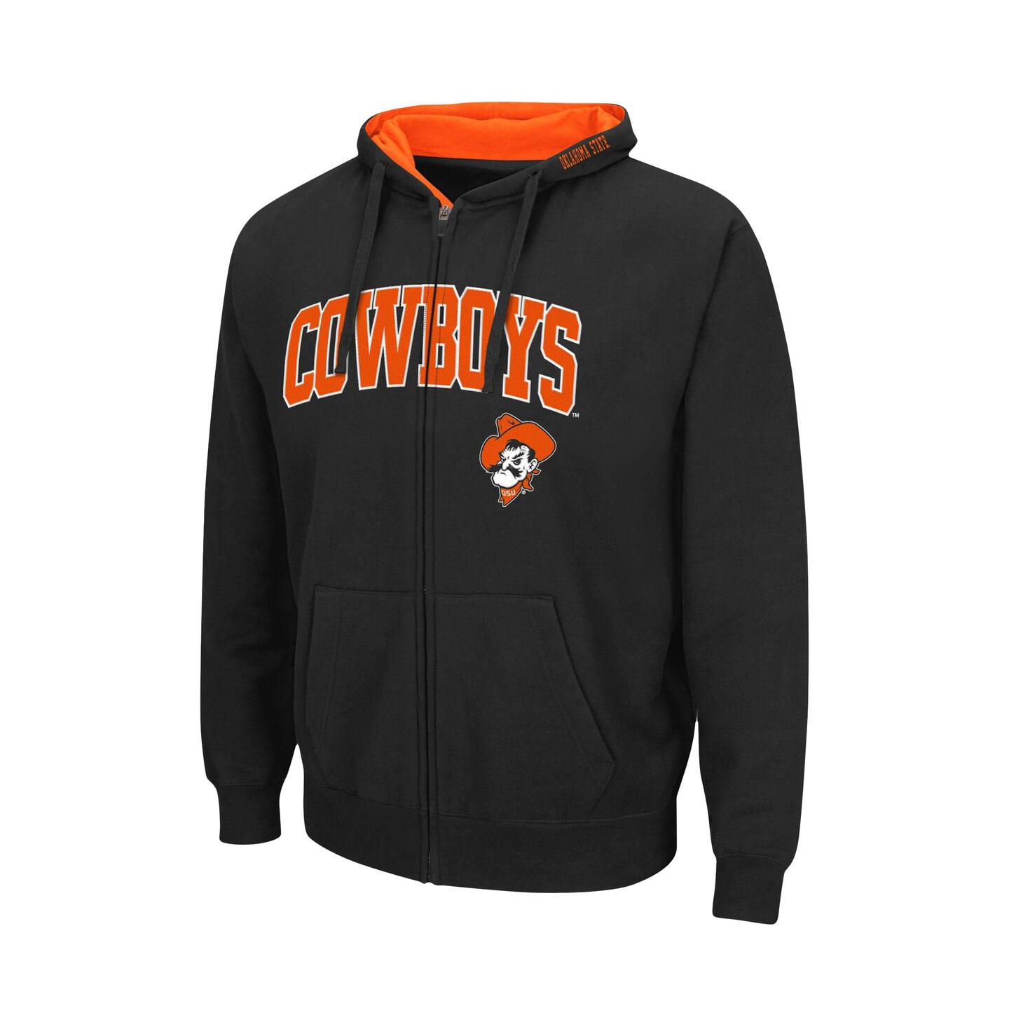 Мужское худи Colosseum Oklahoma State Cowboys Arch & Logo 3.0 Full-Zip, цвет: Чёрный — фото 2