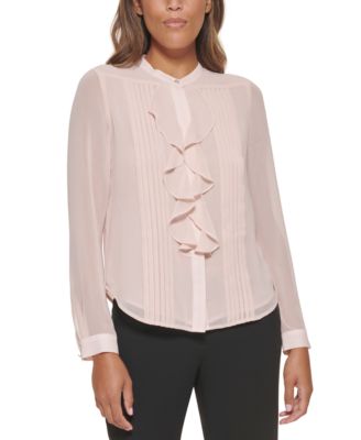 calvin klein ruffle front blouse