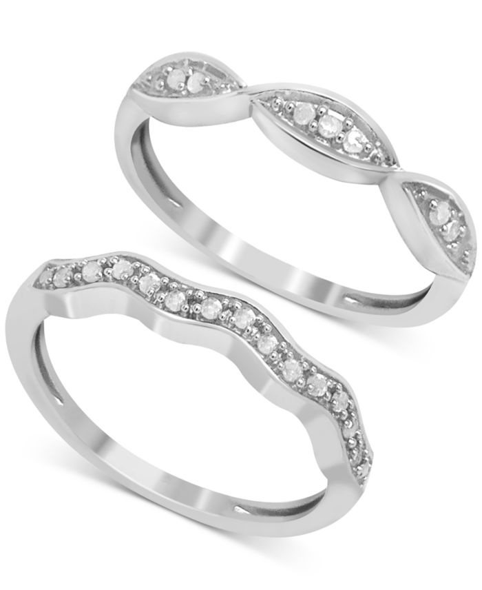 2-Pc. Diamond Bands (1/6 ct. t.w.) in Sterling Silver