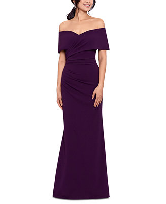 Betsy & Adam Petite Off-The-Shoulder Gown - Macy's