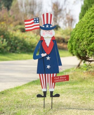 Wooden Patriotic Uncle Sam Yard Stake or Wall Decor or Porch Decor Kd, Three Function, 36"