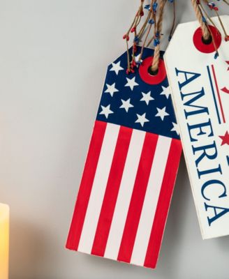 Wooden Patriotic or Americana Doorknob Hanging Decor, 19.5"