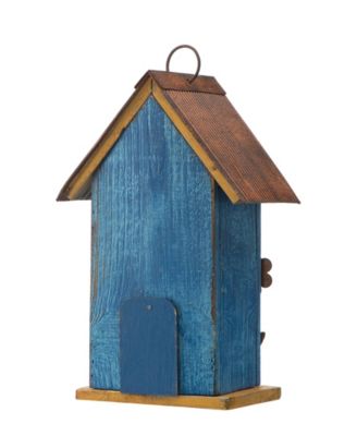 10.25" Retro Birdhouse with 3D Flowers