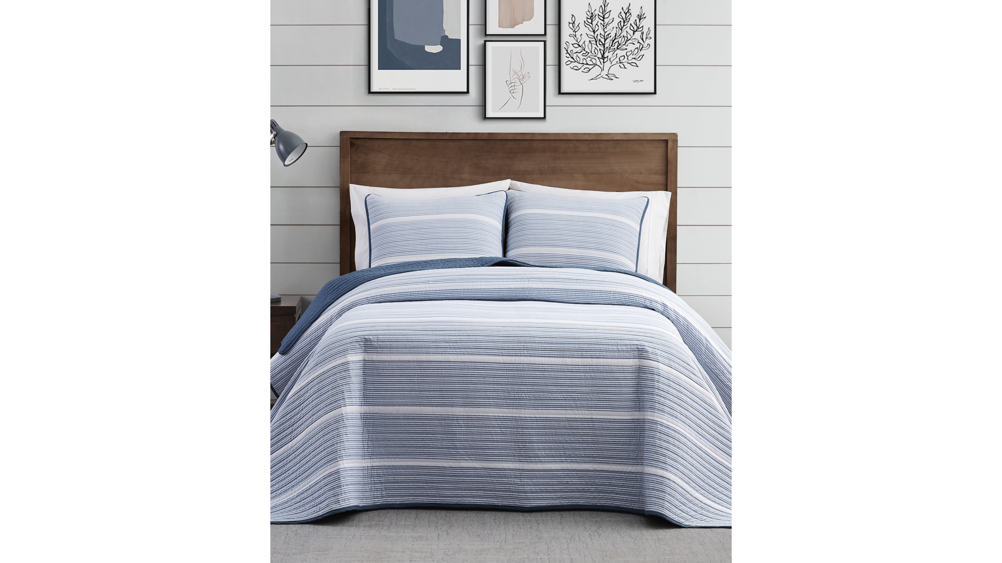 Brooklyn Loom Niari Yarn Dye Stripe 3 Piece Quilt Set, Full/Queen