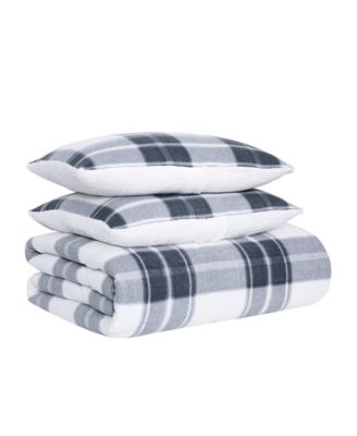 Cozy Teddy Plaid 3 Piece Comforter Set, King
