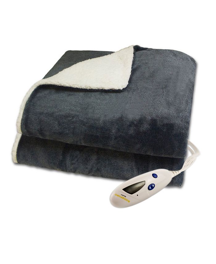Biddeford Velour 2Tone and Sherpa Electric Throw with Digital