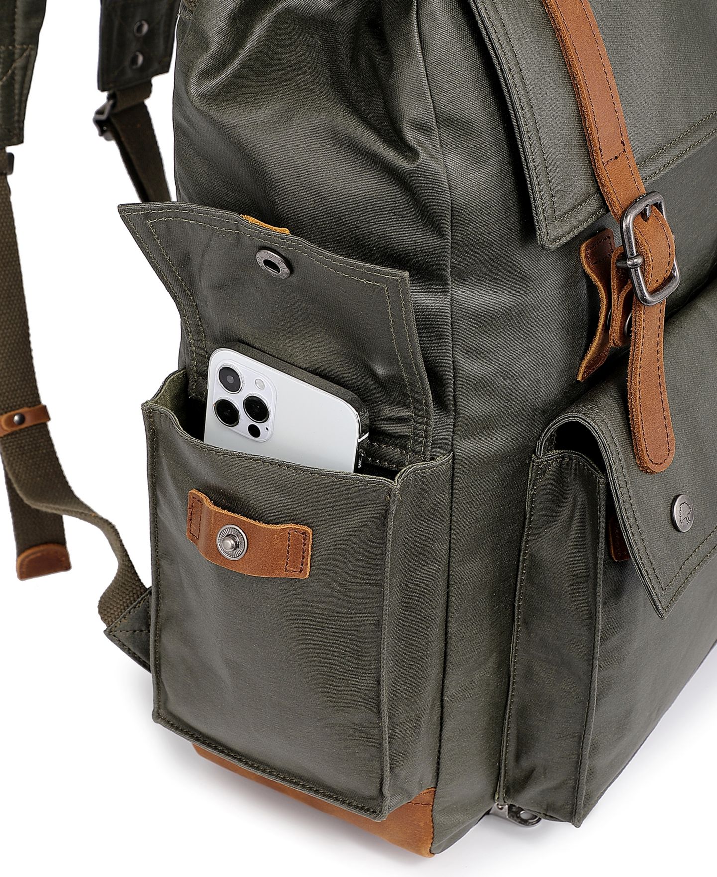 Рюкзак TSD BRAND Urban Light Traveller Canvas, цвет: Армейский зелёный — фото 10
