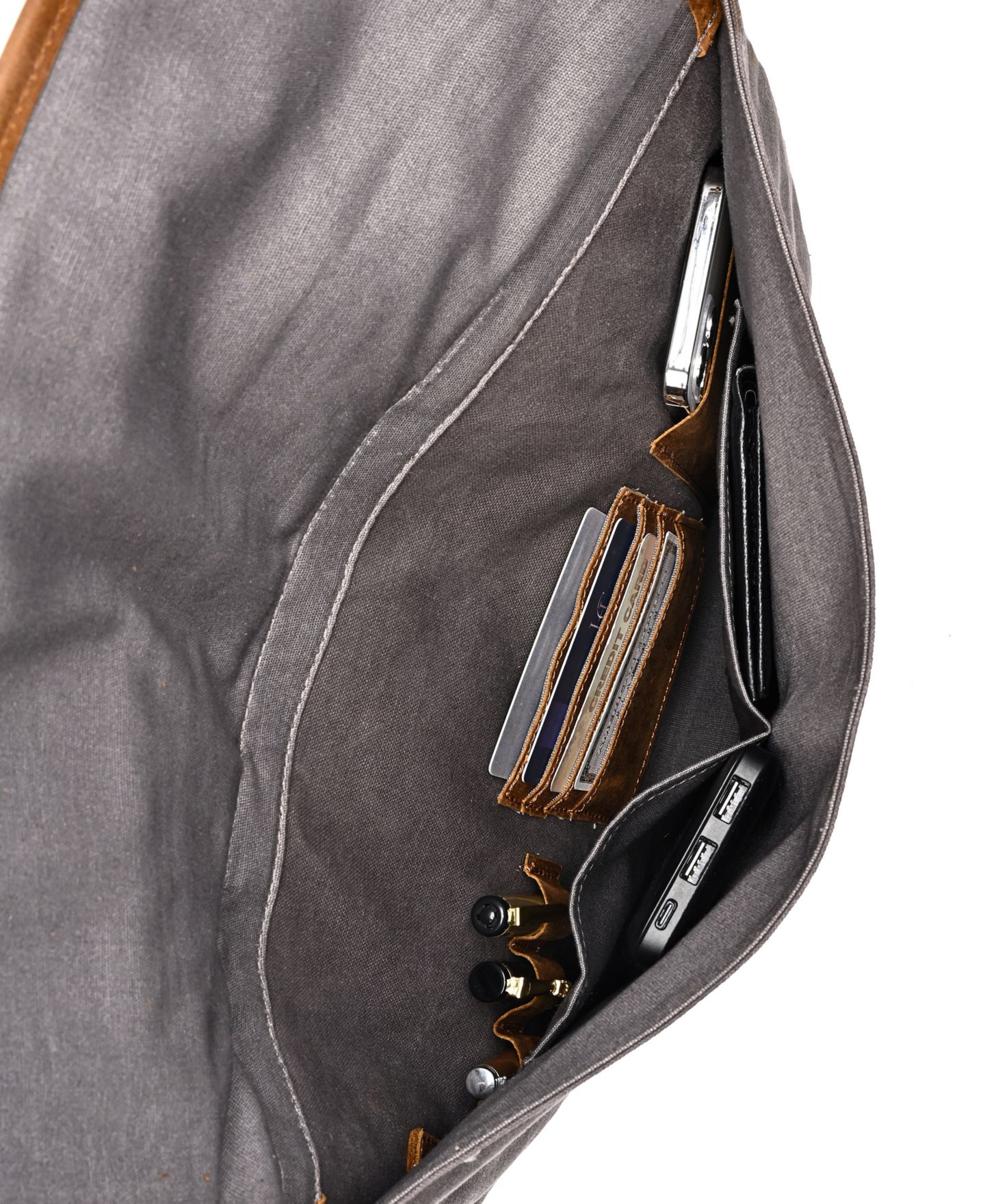 Женские портфели TSD BRAND Valley Oak Canvas Brief Bag, цвет: Серый — фото 13